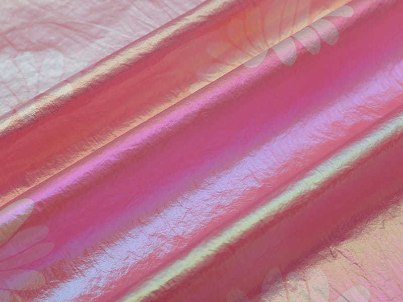 HOT SALE Pink Daisy Bronzed Crepe Nylon Taffeta Fabric