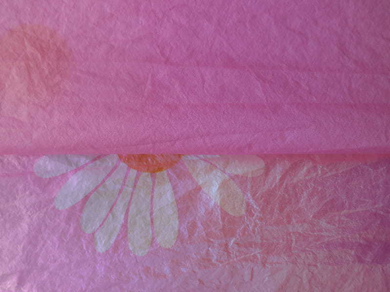 HOT SALE Pink Daisy Bronzed Crepe Nylon Taffeta Fabric