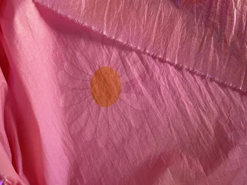 Hot Sale Pink Daisy Bronzed Crepe Nylon Taffeta Fabric